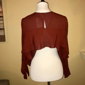 A.L.C Rust color backless shirt with ruffles